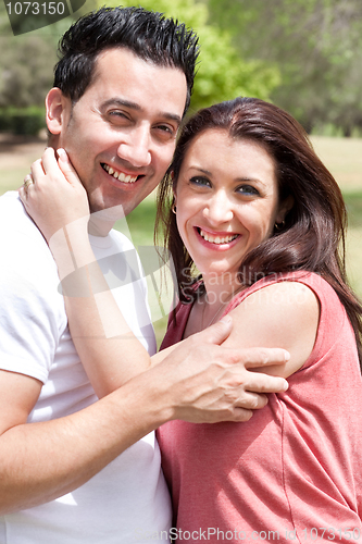 Image of Closeup Portrait Of A Cute Couple Hugging