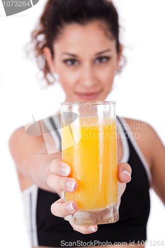 Image of fitness girl holding a fresh juice