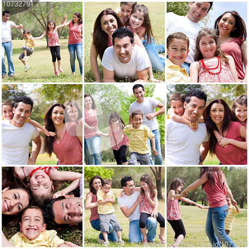 Image of Happy family enjoying in the park