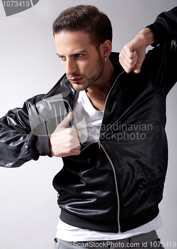 Image of Smart male model giving movement