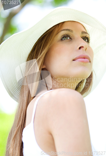 Image of Portrait of beautiful female model  looking away