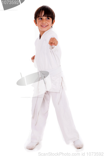 Image of Small karate boy in training