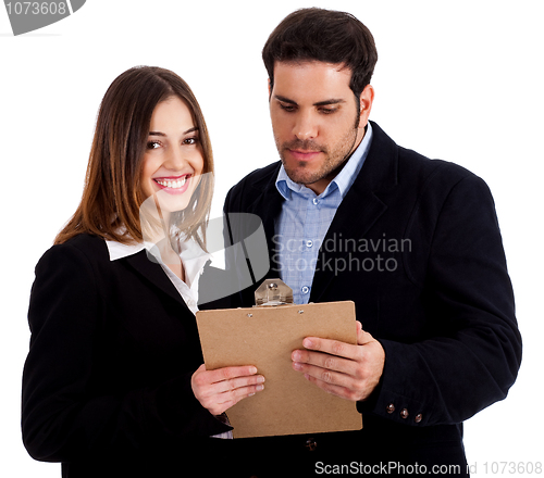 Image of Image of male and female discussing