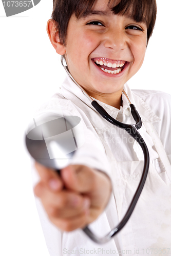 Image of Little doctor showing his Stethoscope