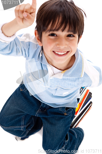 Image of Little boy pointing up