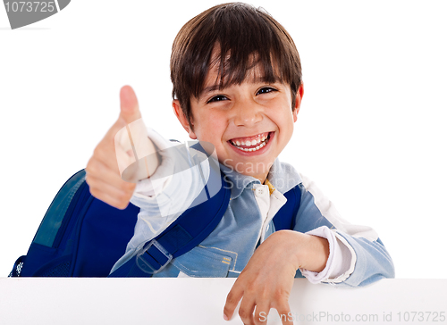 Image of Kindergarden boy showing thumbs up