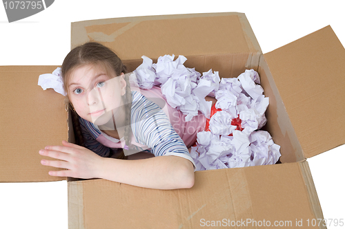 Image of Girl in cardboard box