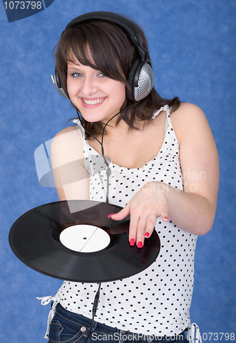 Image of Girl with vinyl record