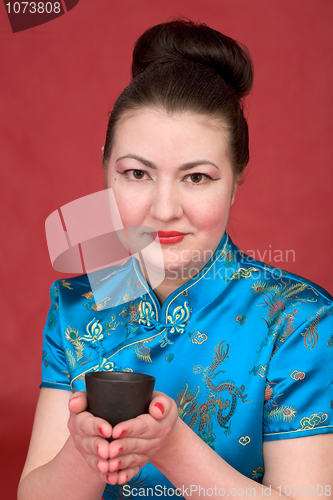 Image of Japanese girl with teacup