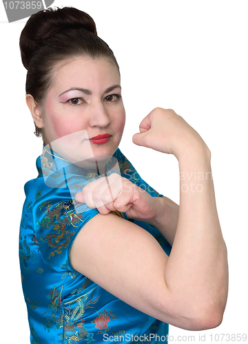 Image of Japanese girl with emotional gesture