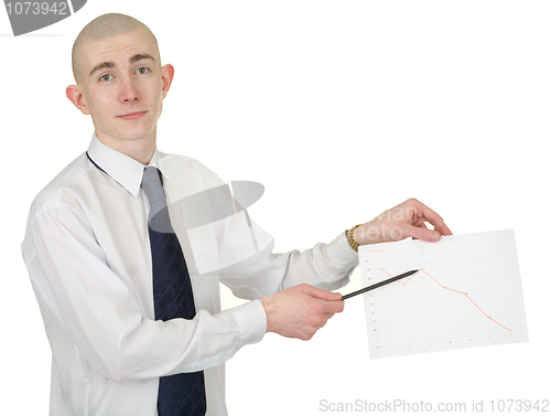 Image of Guy with the financial graph in hands