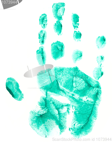 Image of Green print of childish palm