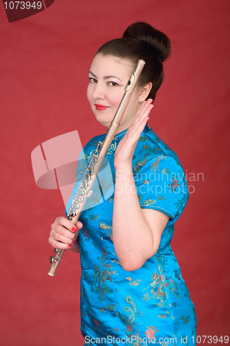 Image of Japanese girl with flute