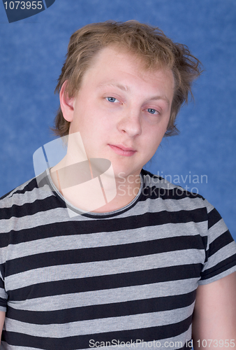 Image of Tousled guy in a striped T-shirt