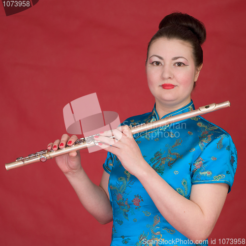 Image of Japanese girl with flute