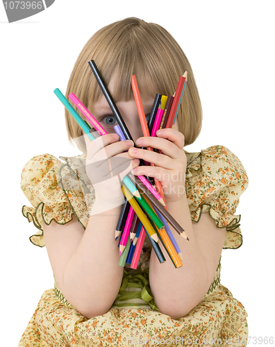 Image of Little girl with crayons