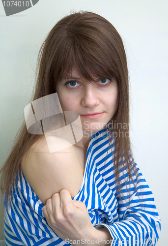 Image of Girl in a stripped vest