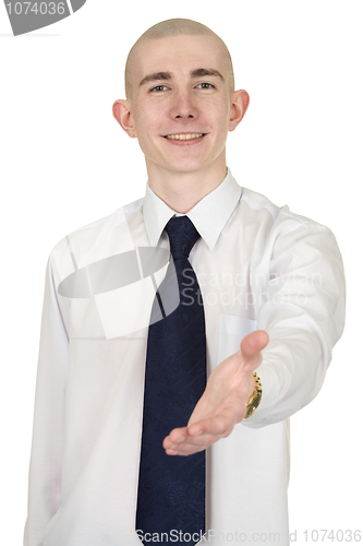 Image of Business man with an open hand