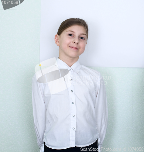 Image of Smiling girl in white clothes