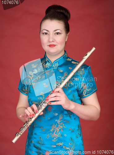 Image of Japanese girl with flute