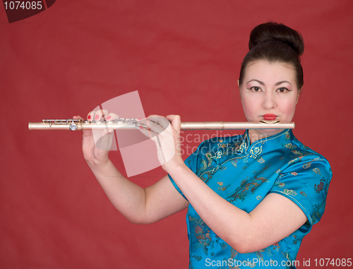 Image of Japanese girl with flute