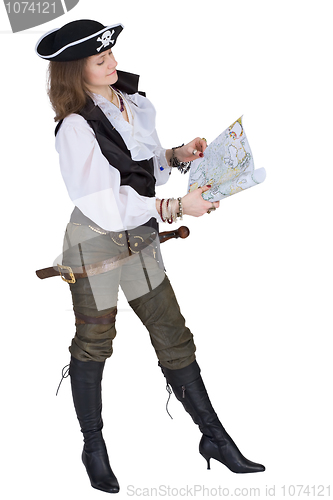 Image of The pirate - young woman with map