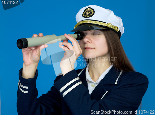 Image of Portrait of the woman - captain with telescope