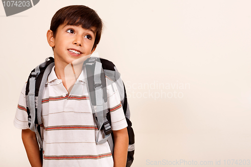 Image of Portrait of young schoolboy looking away