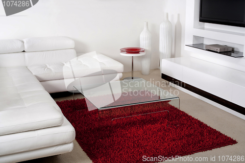 Image of Leather couch in modern living room