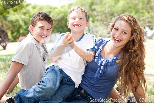 Image of Kids having fun with mum