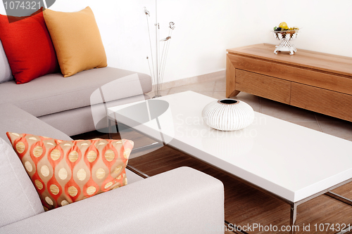 Image of Sofa set with colored cushions