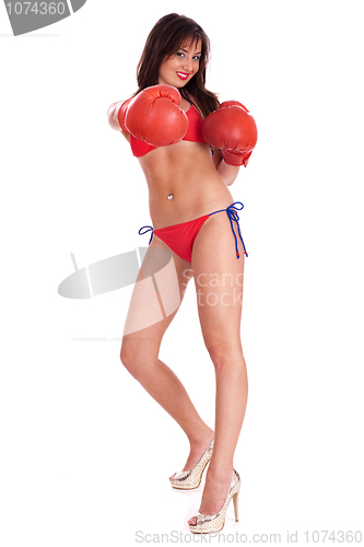 Image of Sexy bikini boxer posing in style