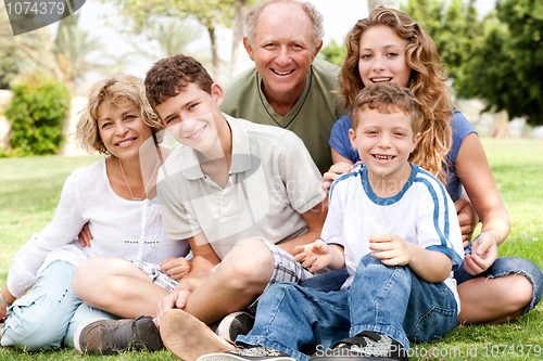 Image of Portrait of happy family of five