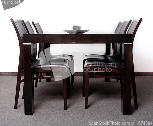 Image of Modern wooden finished dining table