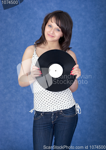 Image of Lady with vinyl record