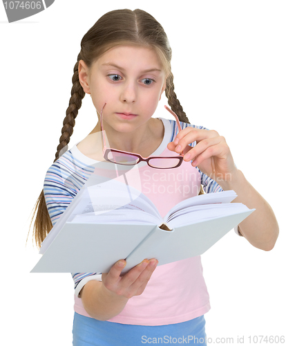 Image of Girl with the book and eyeglasses