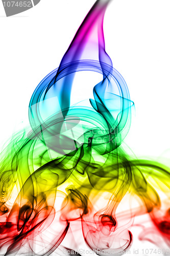 Image of Abstract colored fume shape on white