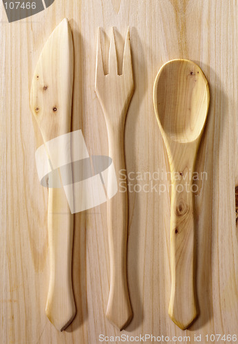 Image of cutlery on wood