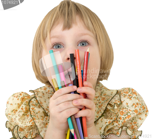 Image of Little girl with crayons