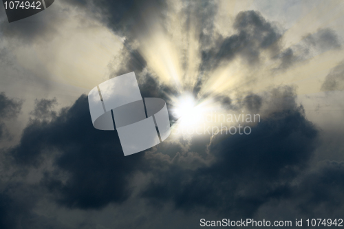 Image of Sunshine making the way through clouds