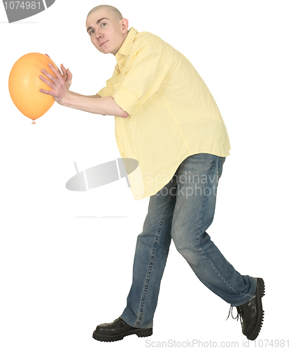Image of Bald guy with a yellow balloon