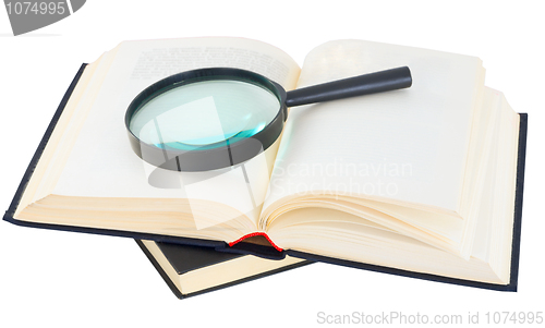 Image of Books and magnifying glass