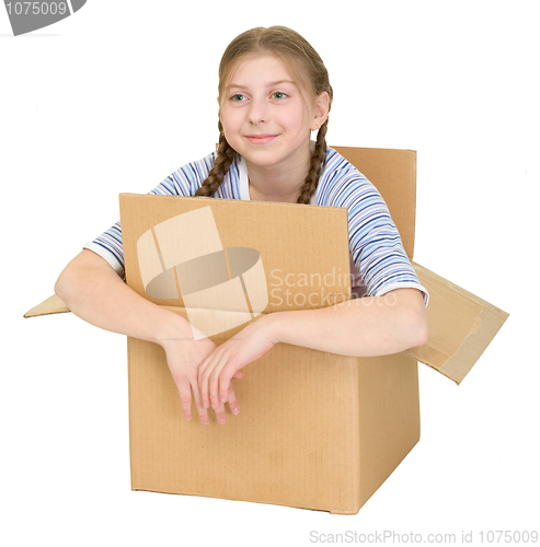 Image of Kawaii girl in the cardboard box