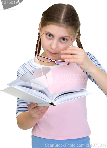 Image of Schoolgirl with spectacles and book