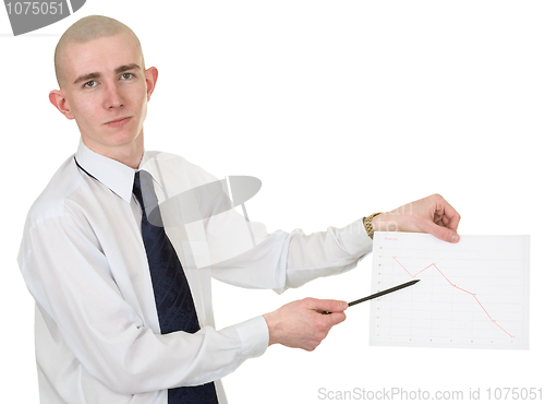 Image of Guy with the financial graph in hands