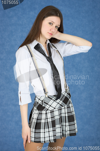 Image of Girl in a skirt on a blue background