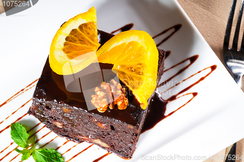 Image of chocolate and walnuts cake