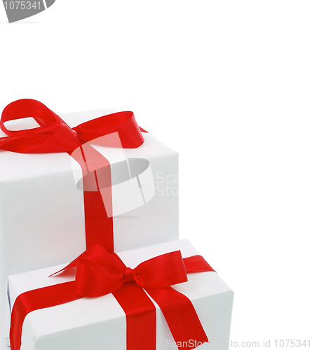 Image of Christmas gift boxes with red bow