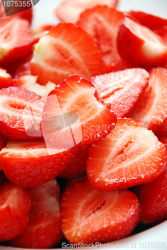 Image of Strawberries  cut in half