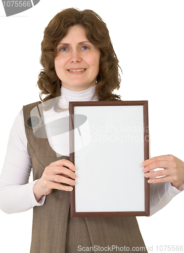 Image of Young woman with frame